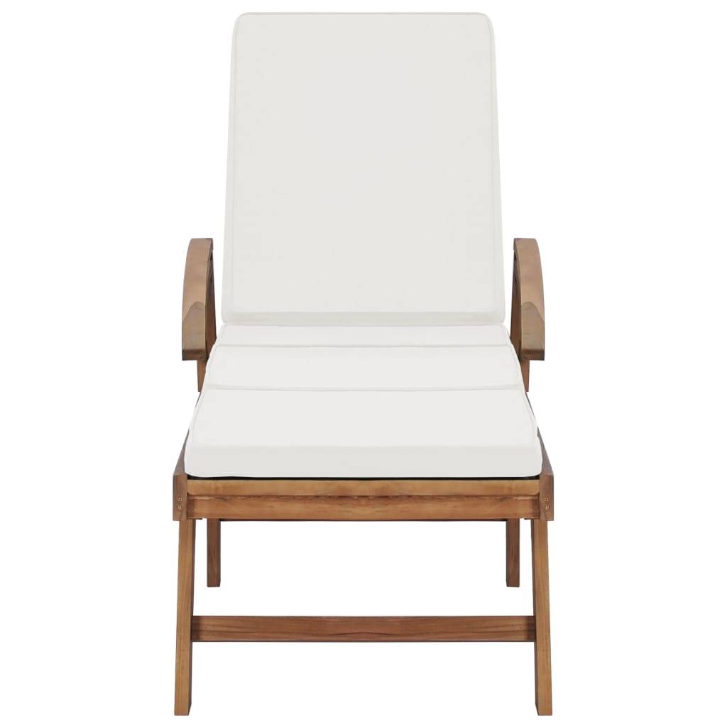 Helloshop26 - Lot de 2 transats chaise longue bain de soleil lit de jardin terrasse meuble d'extérieur avec coussins bois de teck solide crème - Image 3