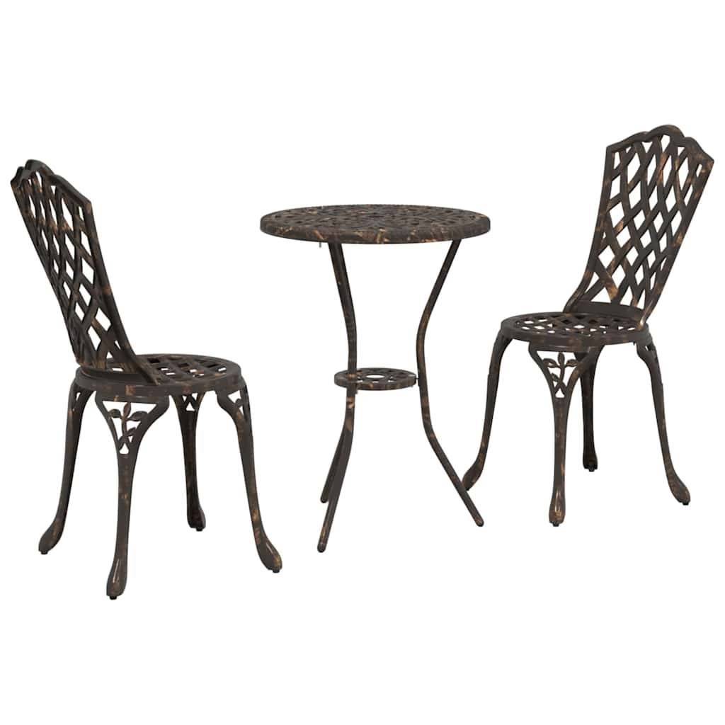 Vidaxl - Ensemble bistro de jardin 3 pcs-Salons de jardin Bronze Aluminium - Image 2