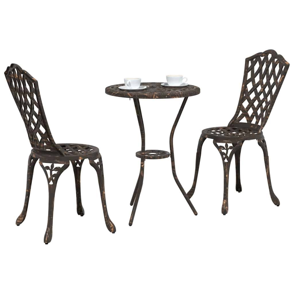Vidaxl - Ensemble bistro de jardin 3 pcs-Salons de jardin Bronze Aluminium - Image 3