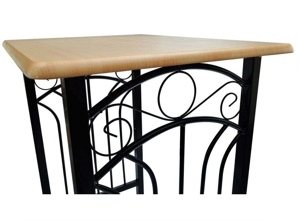 Helloshop26 - Lot de 2 tabourets de bar chaise avec table haute set bois acier design cuisine salon - Image 2