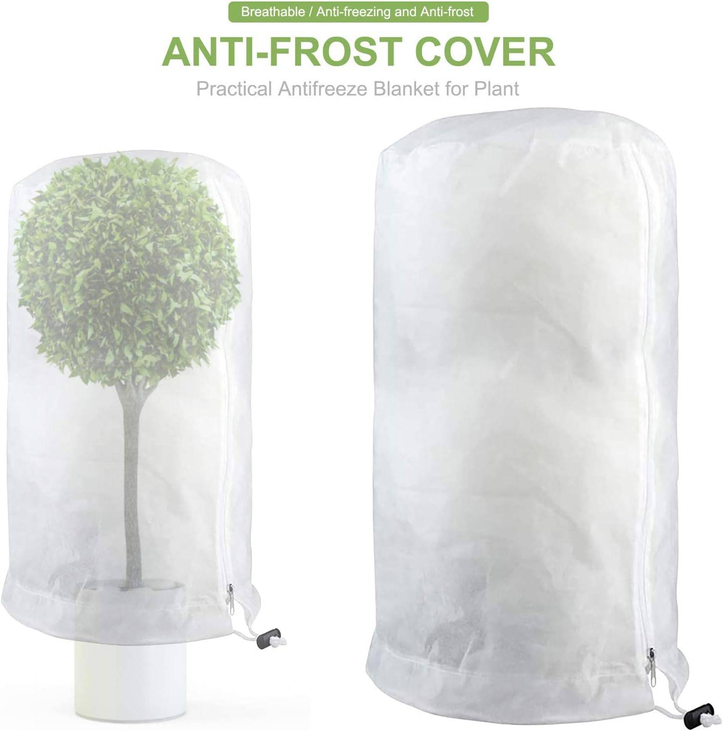 Sac de protection pour plantes, respirant, résistant aux déchirures, résistant au gel, avec cordon de serrage et fermeture éclair, 200 x 240 cm blanc - Image 5