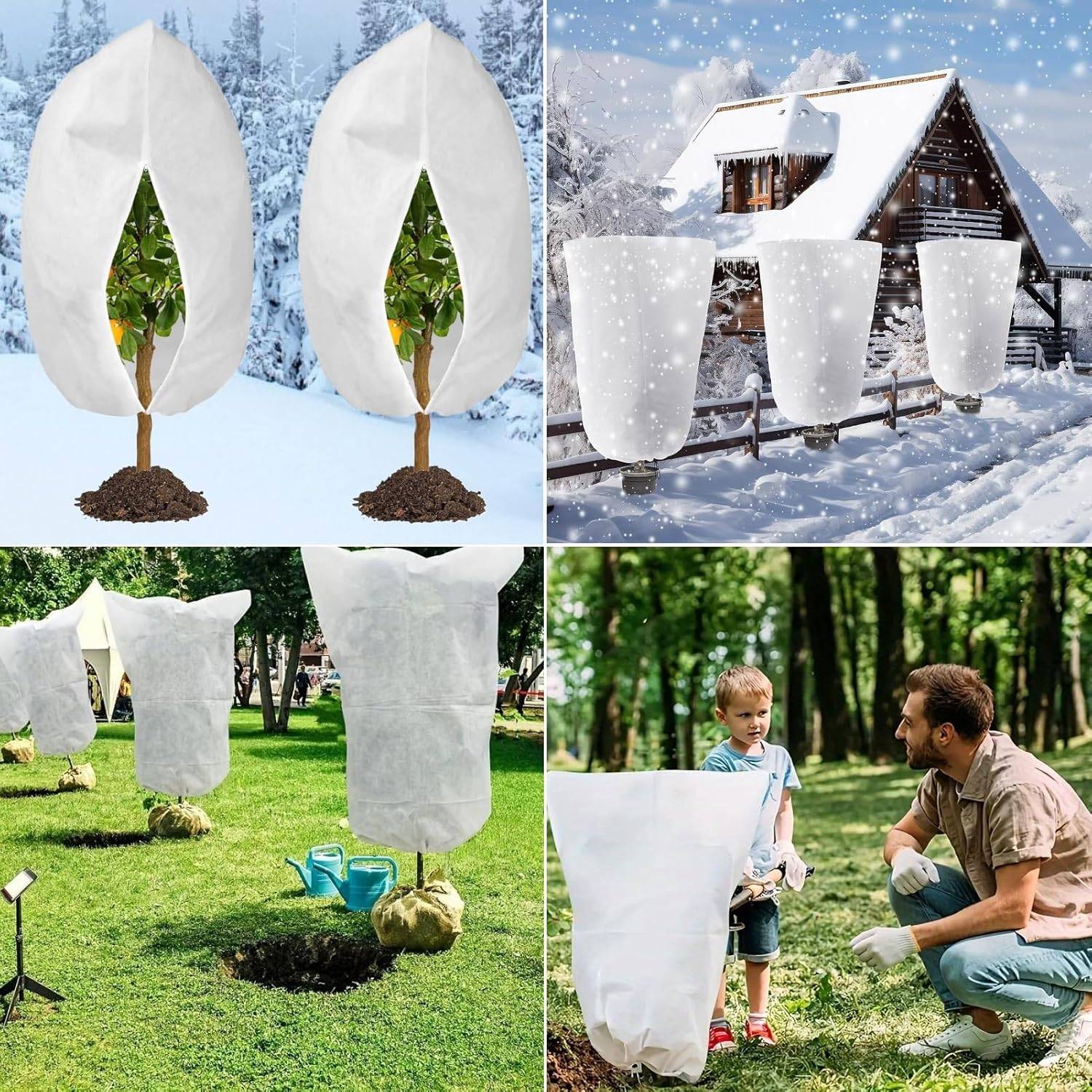 Sac de protection pour plantes, respirant, résistant aux déchirures, résistant au gel, avec cordon de serrage et fermeture éclair, 200 x 240 cm blanc - Image 4