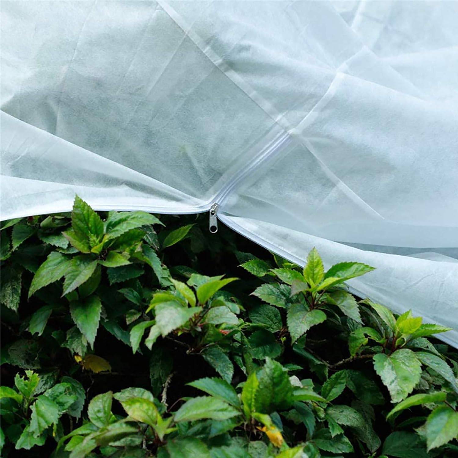Sac de protection pour plantes, respirant, résistant aux déchirures, résistant au gel, avec cordon de serrage et fermeture éclair, 200 x 240 cm blanc - Image 2