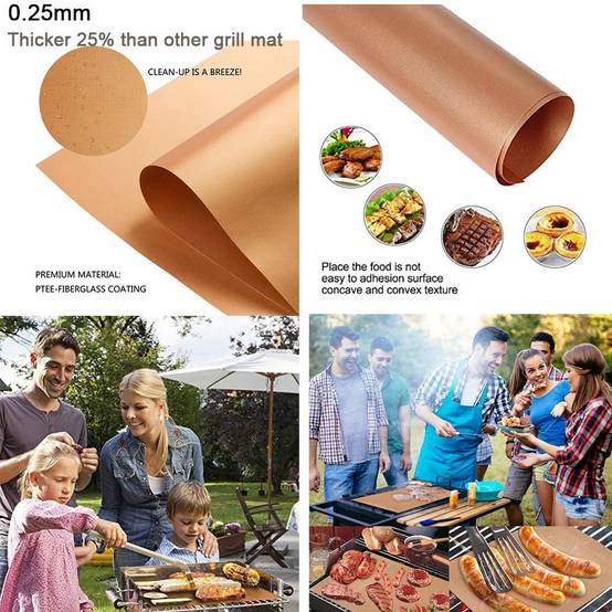 Tapis de gril, durables, antiadhésifs, adaptés à la viande, aux légumes, aux fruits, faciles à nettoyer, 5 pièces-Lytech - Image 3