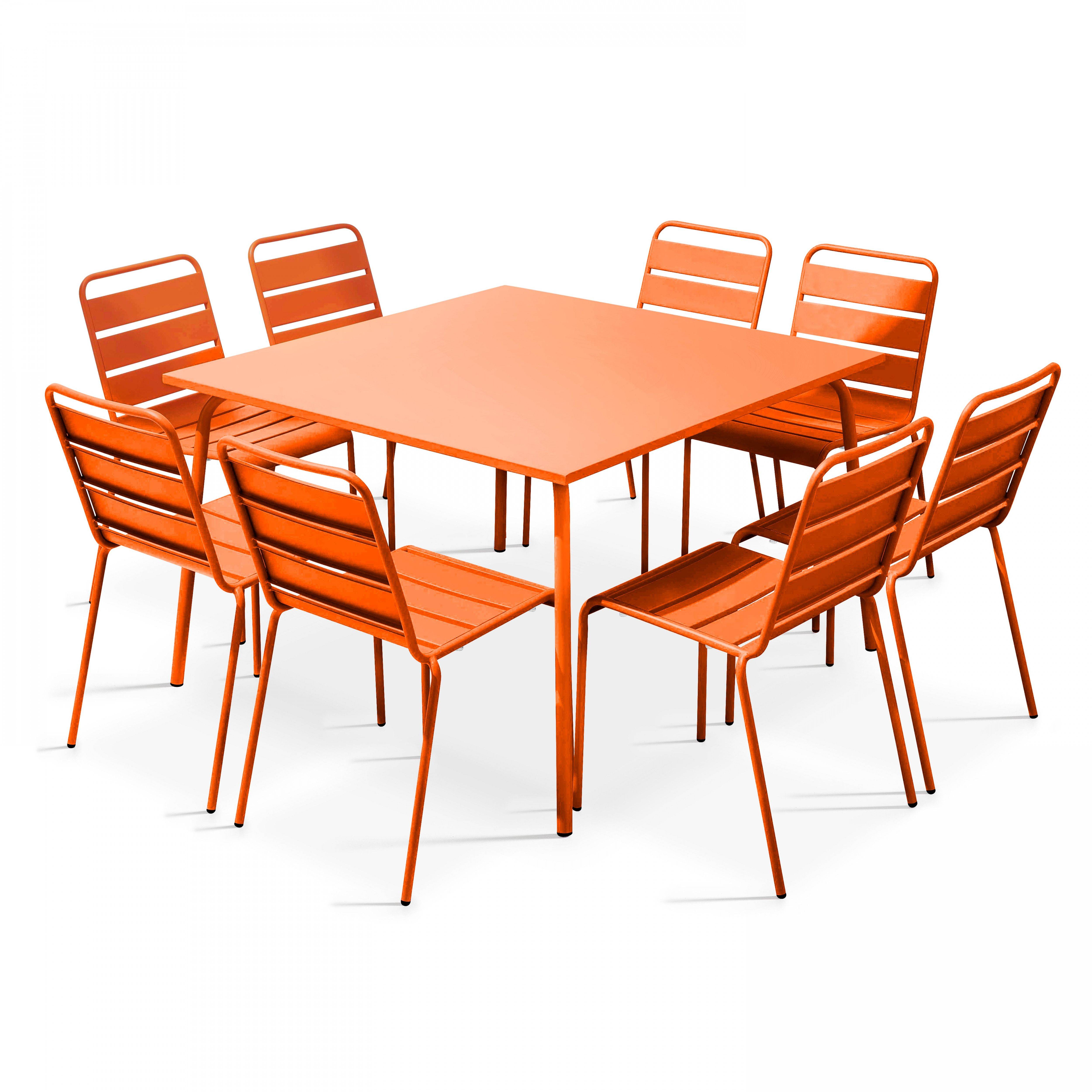 Oviala - Ensemble table de jardin et 8 chaises en métal orange Palavas - Oviala - Image 1