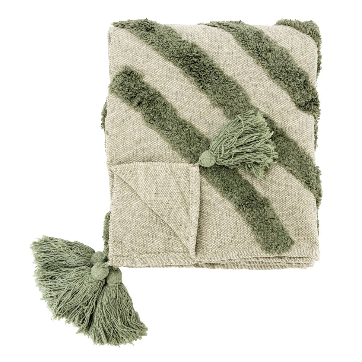 Aubry Gaspard - Plaid en coton tufté vert - Image 1