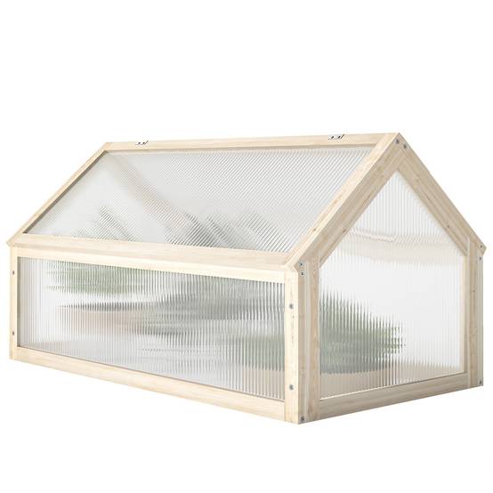 Mini serre châssis bois pour semis croissance saine 90x52x49cm nature - ComfortXL Outdoor Living - Image 2
