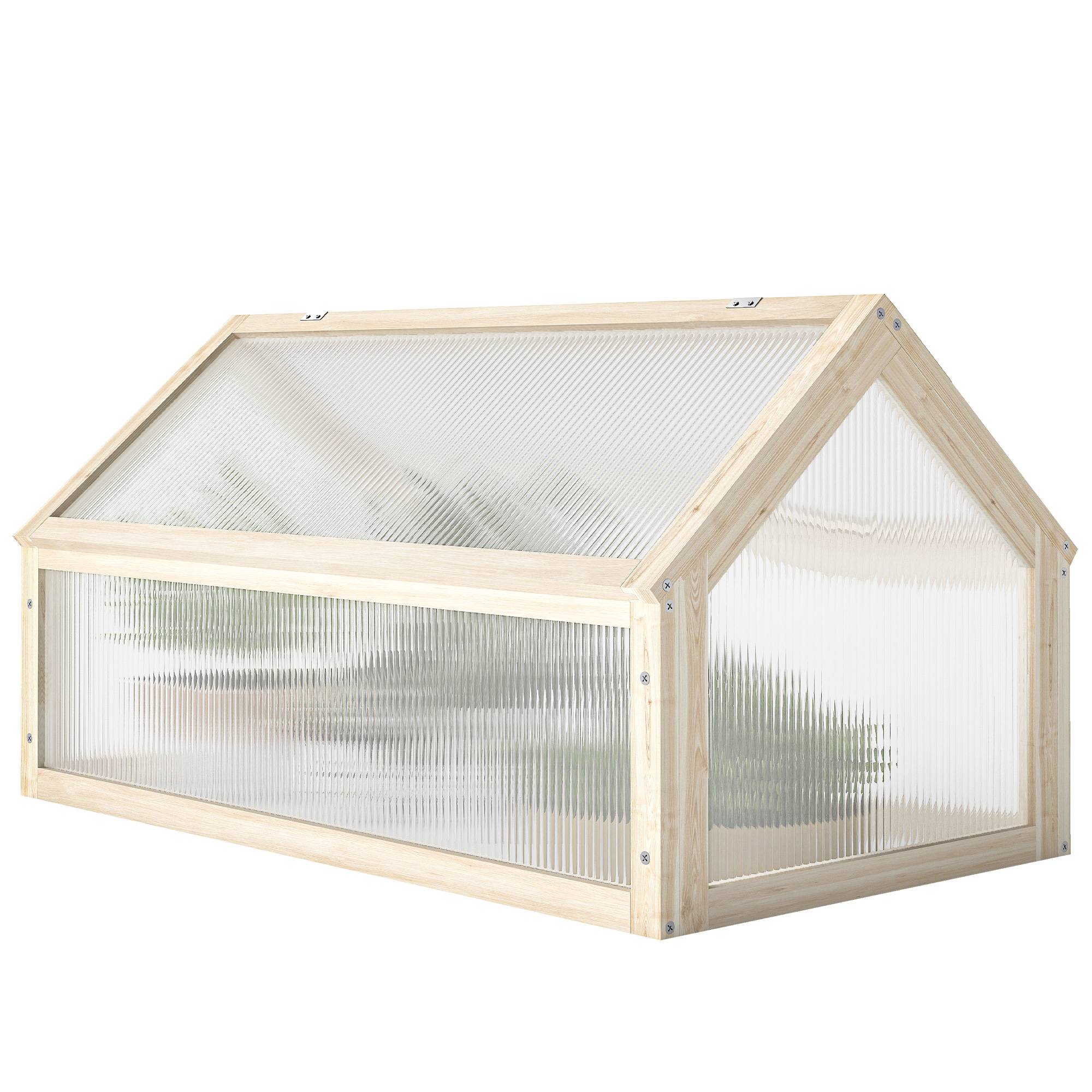 Mini serre châssis bois pour semis croissance saine 90x52x49cm nature - ComfortXL Outdoor Living - Image 2