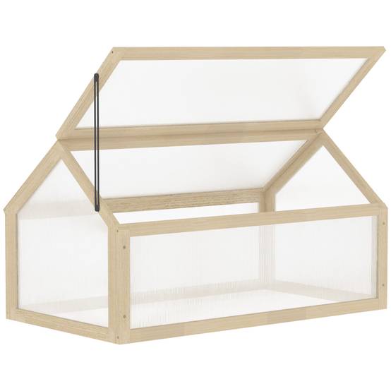 ComfortXL - Mini serre de jardin bois naturel 90 x 52 x 49,5 cm balcon terrasse toit ouvrant - ComfortXL Outdoor Living - Image 2