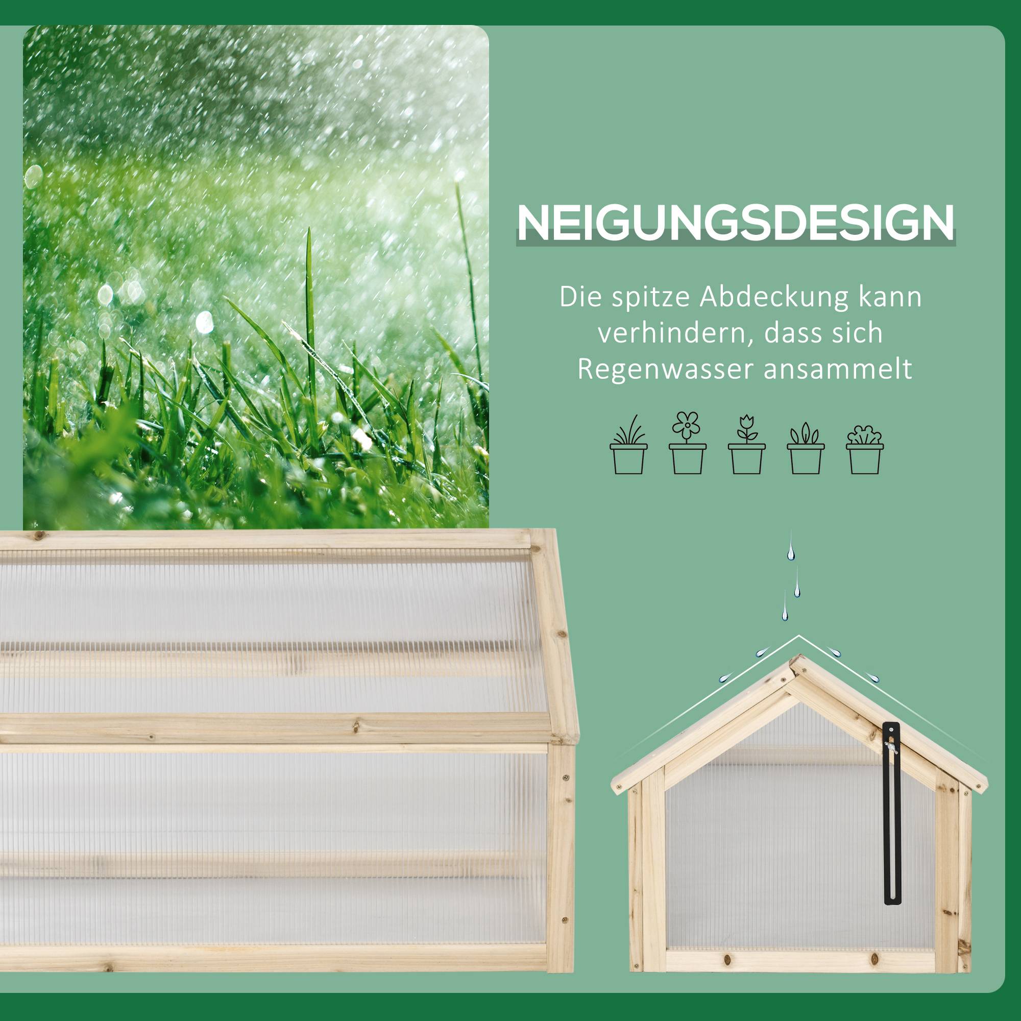 Mini serre châssis bois pour semis croissance saine 90x52x49cm nature - ComfortXL Outdoor Living - Image 8