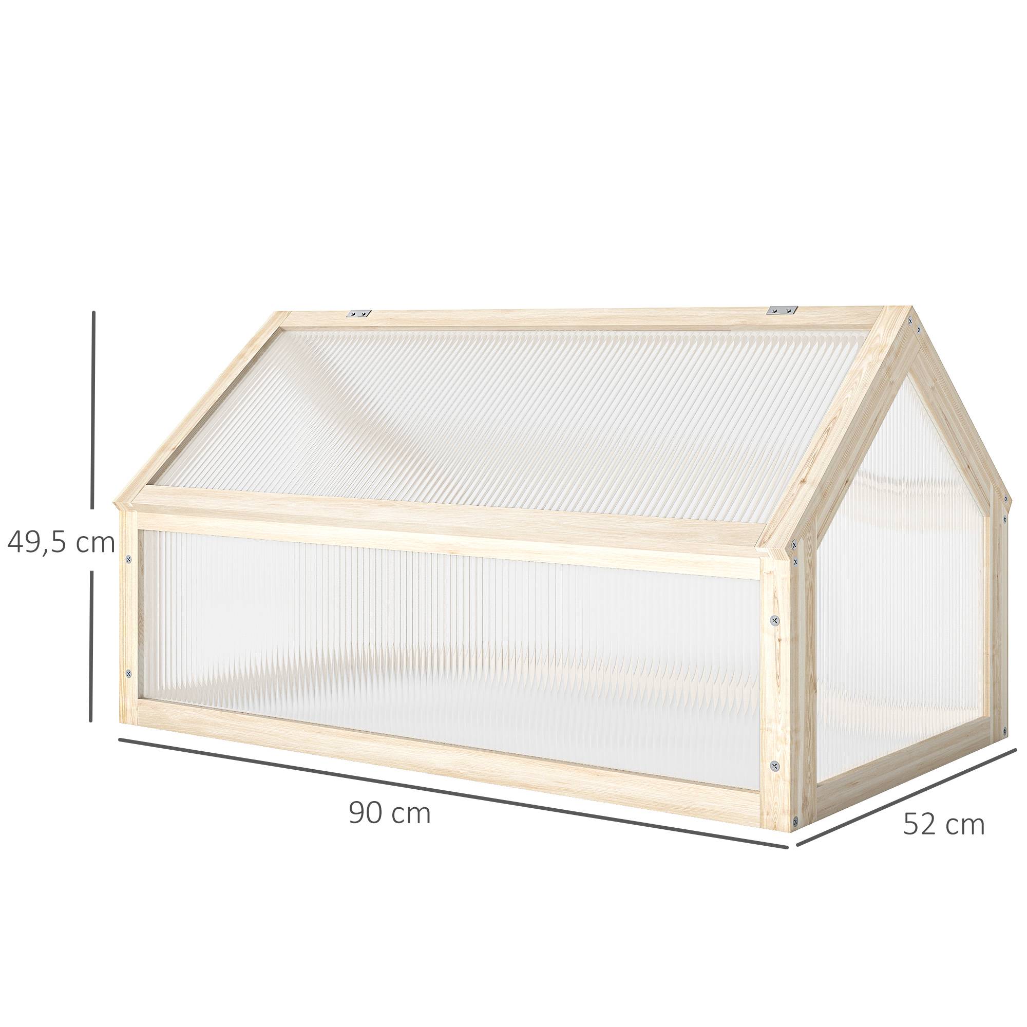 Mini serre châssis bois pour semis croissance saine 90x52x49cm nature - ComfortXL Outdoor Living - Image 5