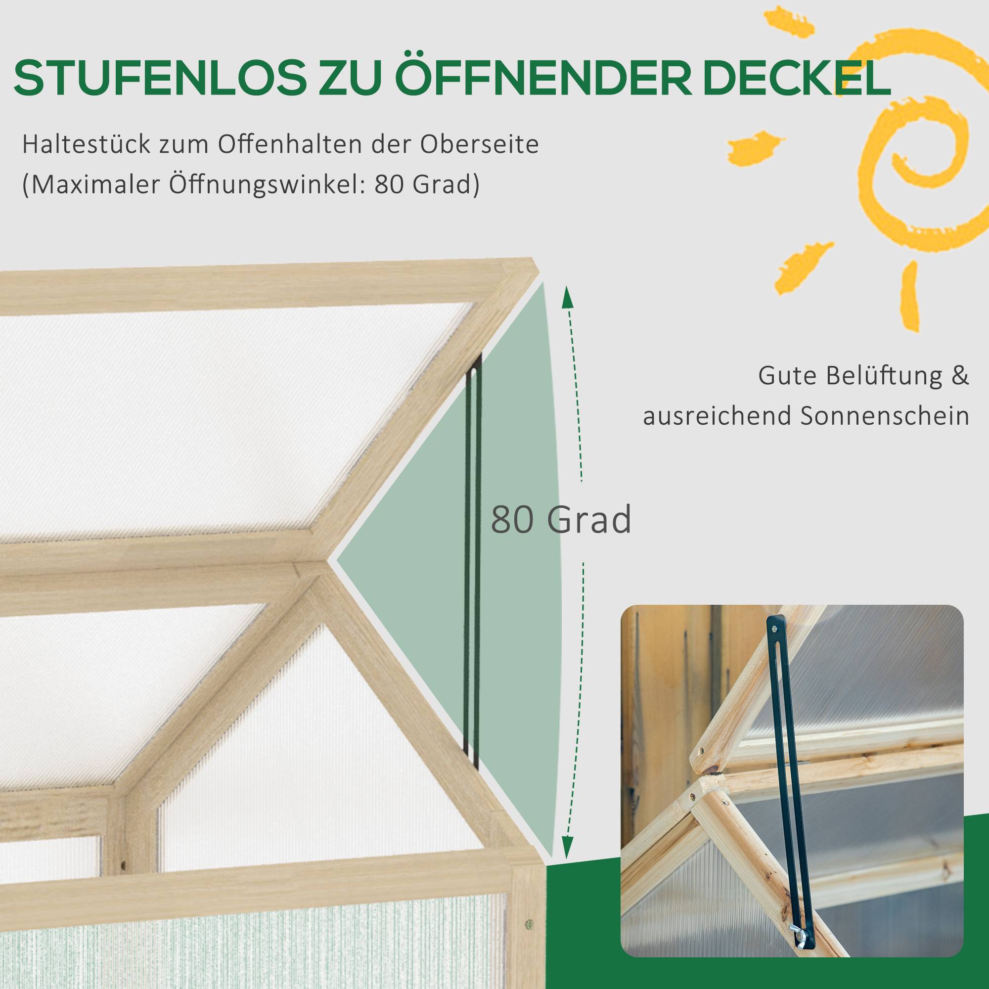 Mini serre châssis bois pour semis croissance saine 90x52x49cm nature - ComfortXL Outdoor Living - Image 7