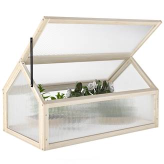 Mini serre châssis bois pour semis croissance saine 90x52x49cm nature - ComfortXL Outdoor Living