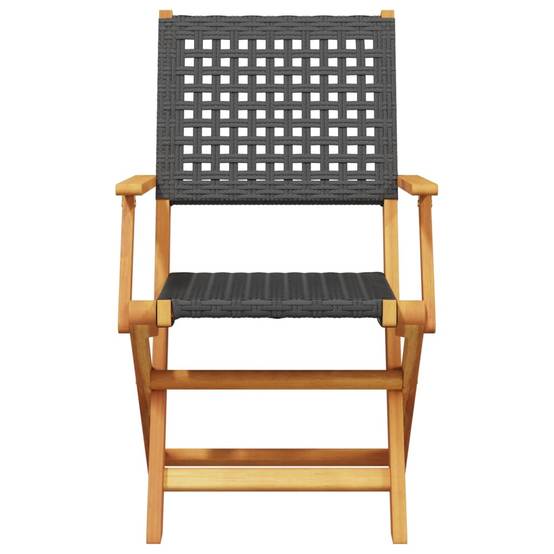 Chaises de jardin pliantes bois massif et poly rotin noir 54 x 57 x 91 cm (lot de 4) - PANGIVO - Image 4