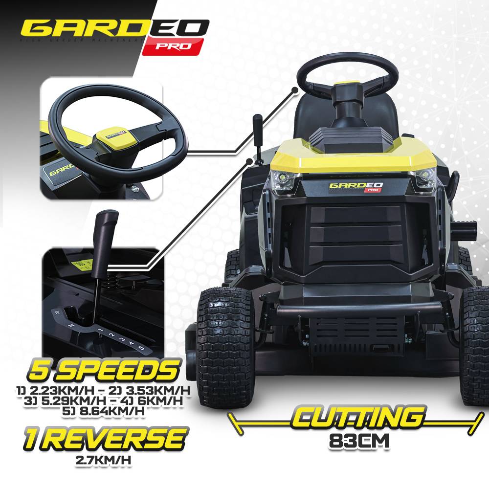 Gardeo Pro - Tracteur tondeuse 352cc - largeur de coupe 83cm - Fonction mulching - Image 4