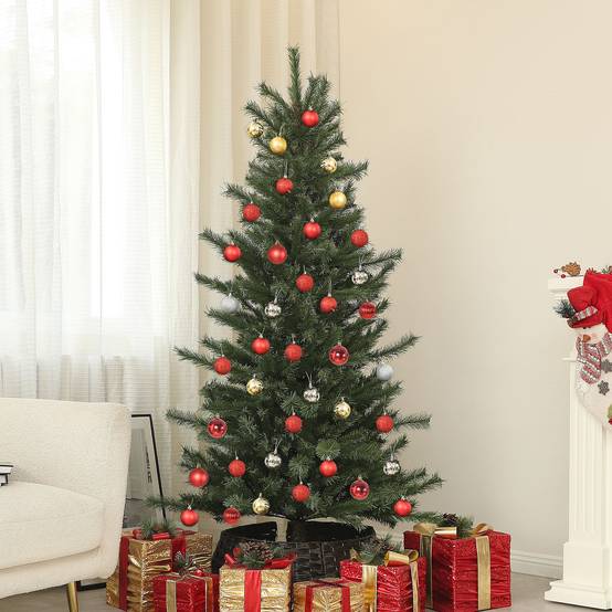 Sans Marque - Sapin Noël artificiel 180 cm support acier pliable 467 branches Vert - Image 3