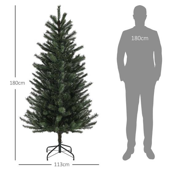 Sans Marque - Sapin Noël artificiel 180 cm support acier pliable 467 branches Vert - Image 5