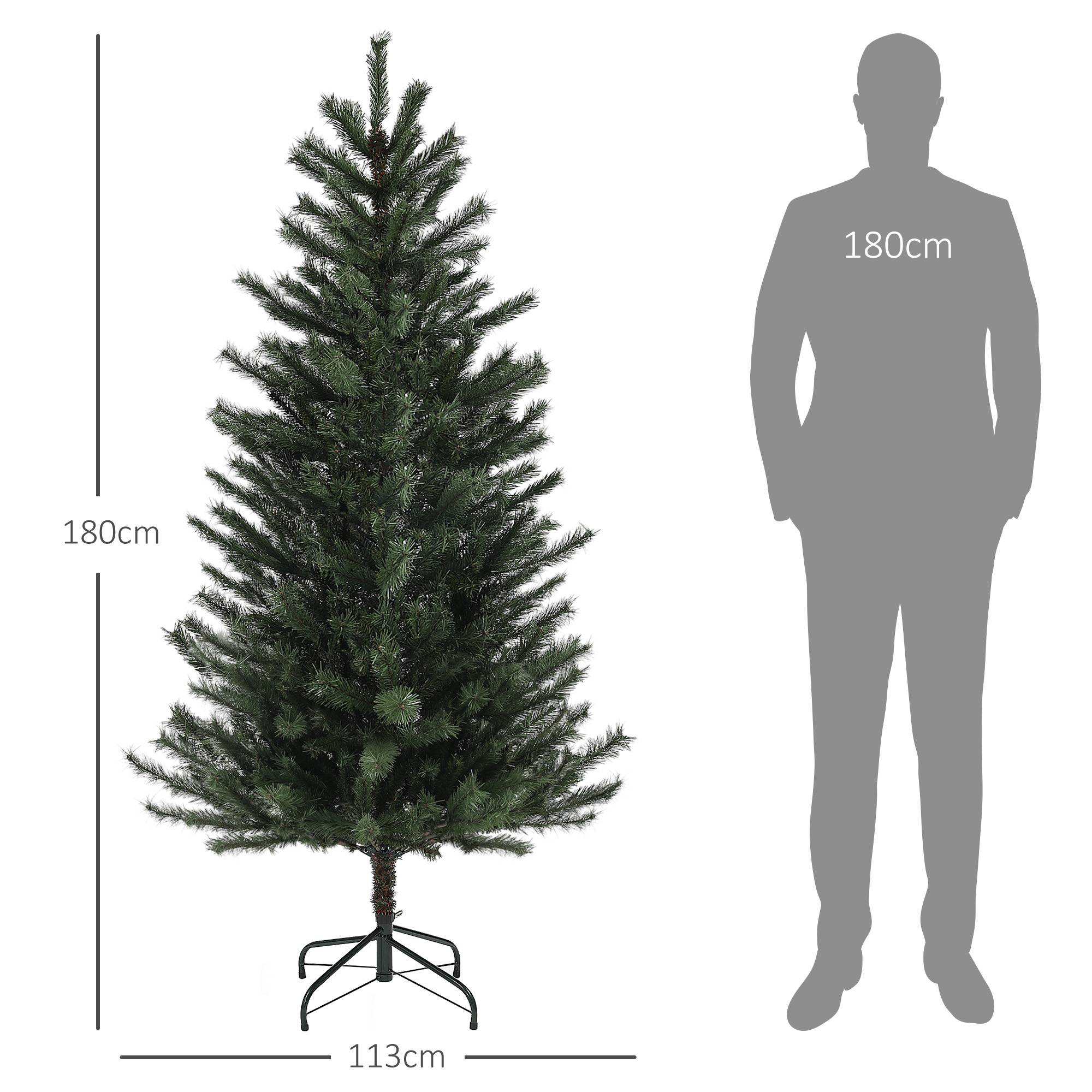 Sans Marque - Sapin Noël artificiel 180 cm support acier pliable 467 branches Vert - Image 5