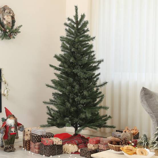 Sans Marque - Sapin Noël artificiel 180 cm support acier pliable 467 branches Vert - Image 4