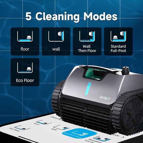 Robot Piscine sans fil Wybot C1 Pro avec application- Intelligent, Puissant et Performant - Image 4