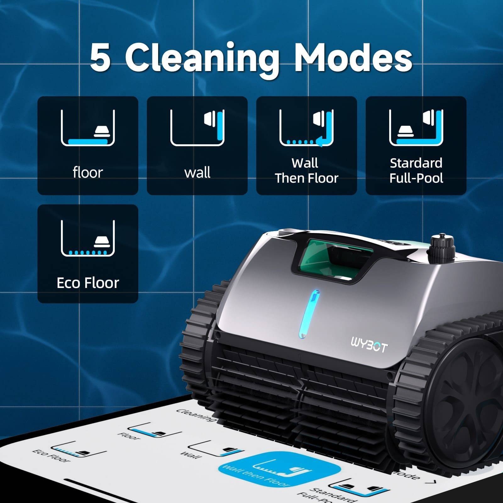 Robot Piscine sans fil Wybot C1 Pro avec application- Intelligent, Puissant et Performant - Image 4