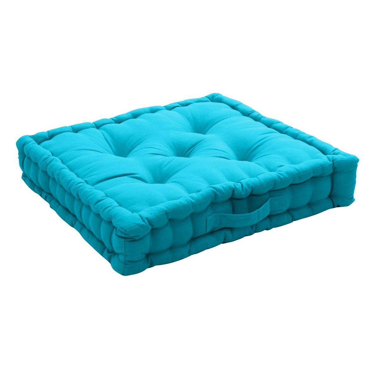Enjoy Home - Coussin de Sol Uni "Panama" 50x50cm Turquoise - Image 1