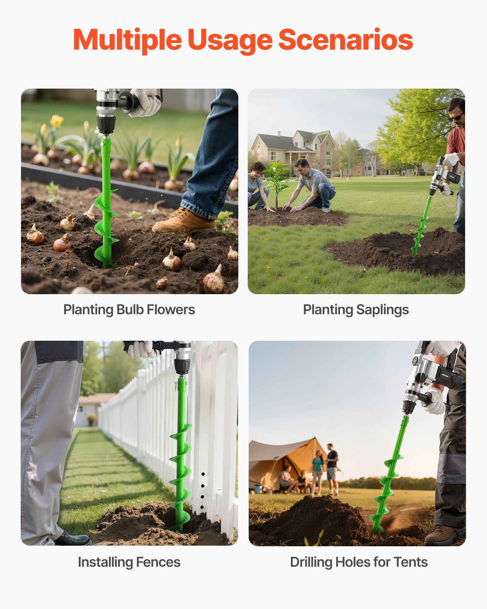Vevor - VEVOR Mèche Tarière pour Perceuse φ 20 mm 80x790 mm pour Creuser Trous Planter - Image 6