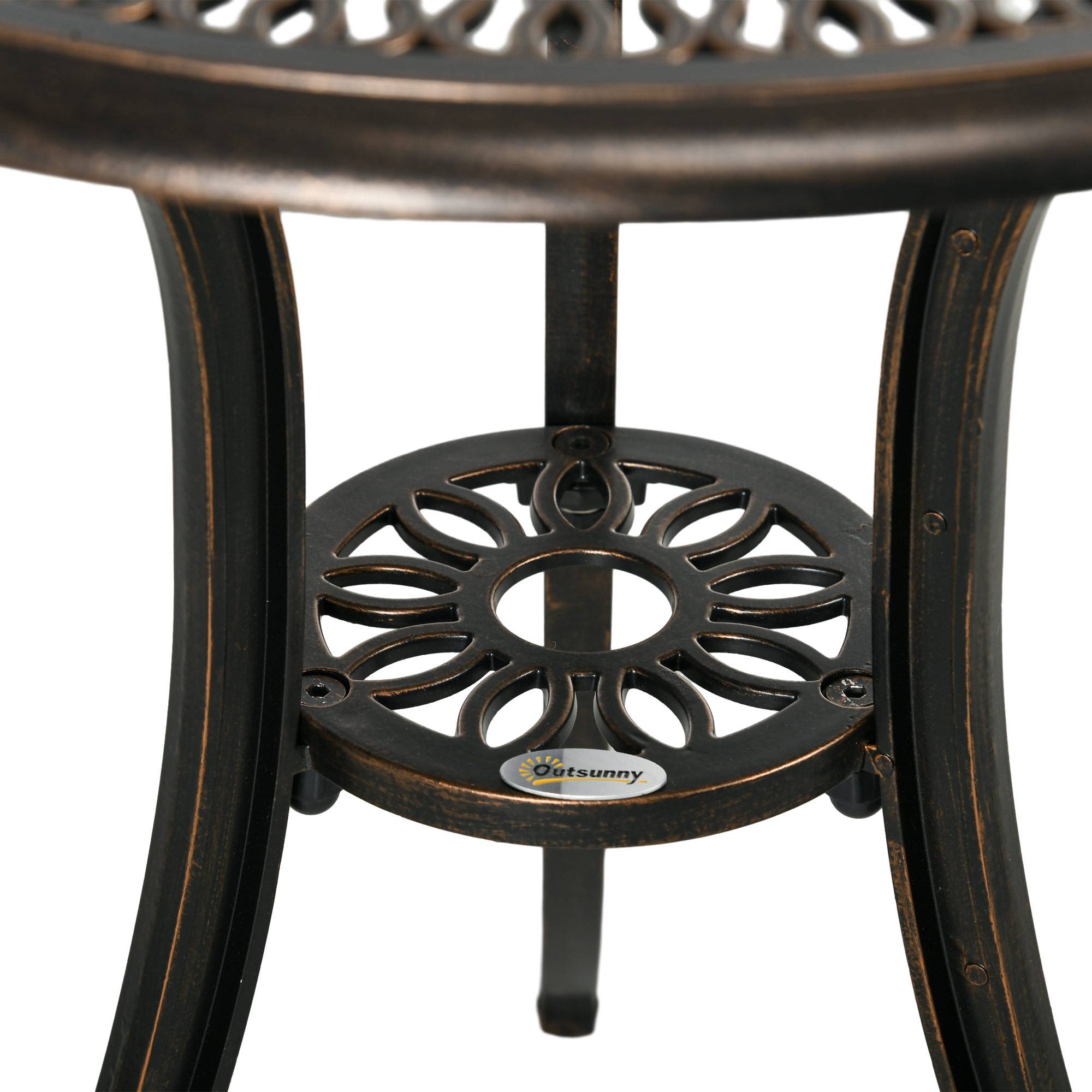 Outsunny - Ensemble Salon de Jardin 2 Places avec 2 chaises et table ronde en fonte d'aluminium style rétro bronze - Outsunny - Image 5