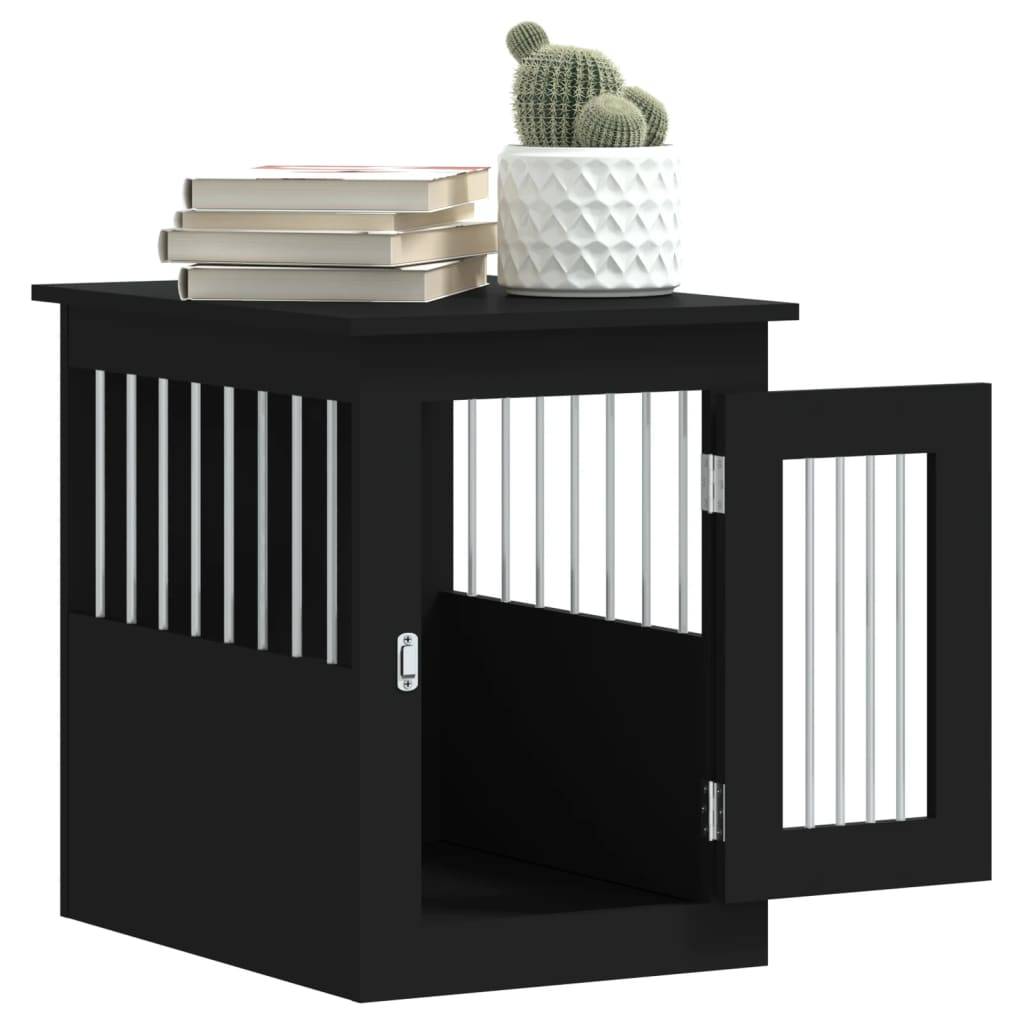 Meuble de cage pour chiens - Cage meuble pour chien noir 45x62x59 cm bois d'ingénierie - Image 5