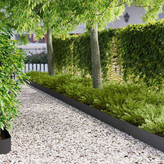 Lot de 30 bordures de pelouse acier noir 100 x 20 cm - PANGIVO - Image 1