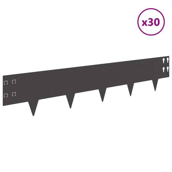 Lot de 30 bordures de pelouse acier noir 100 x 20 cm - PANGIVO - Image 3