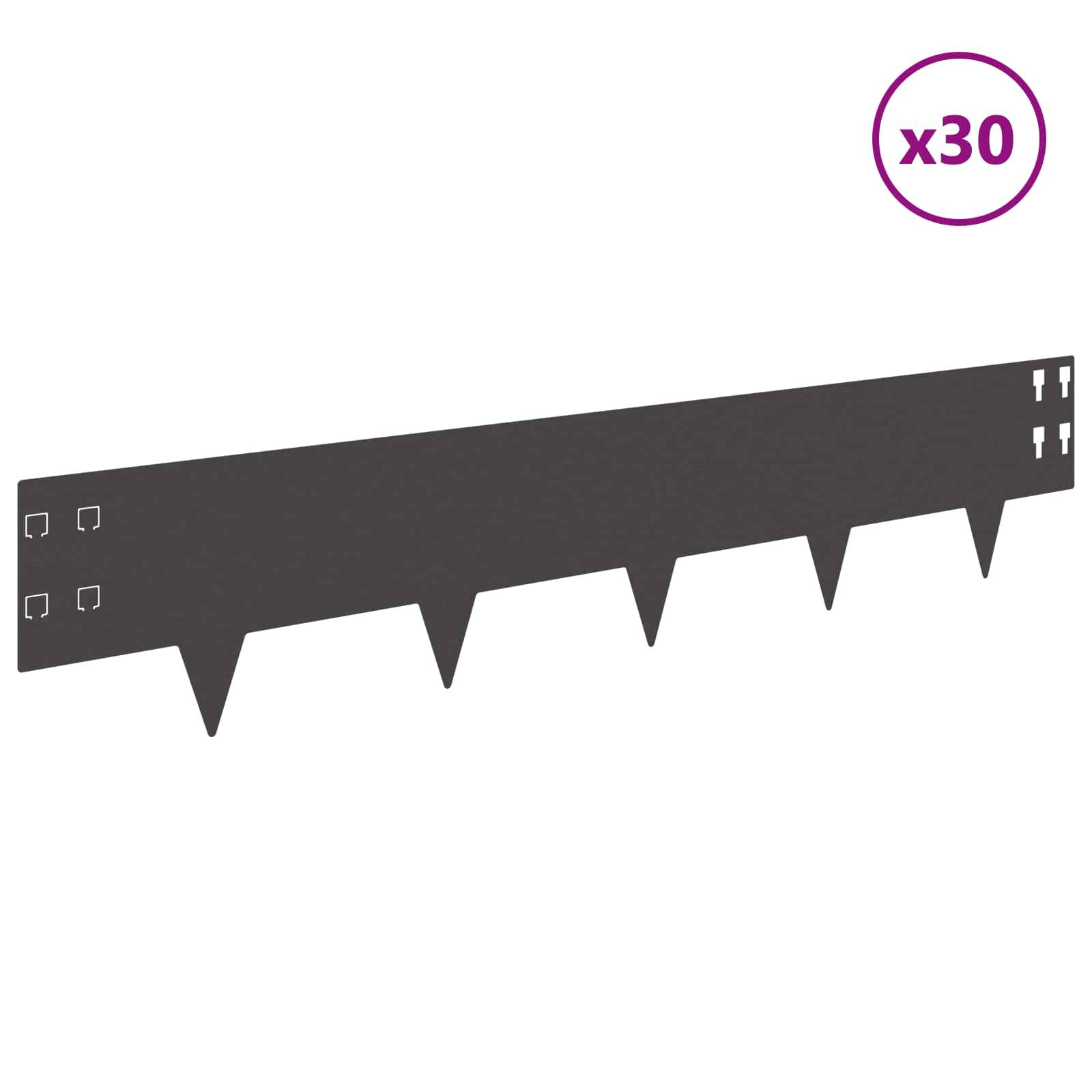 Lot de 30 bordures de pelouse acier noir 100 x 20 cm - PANGIVO - Image 3
