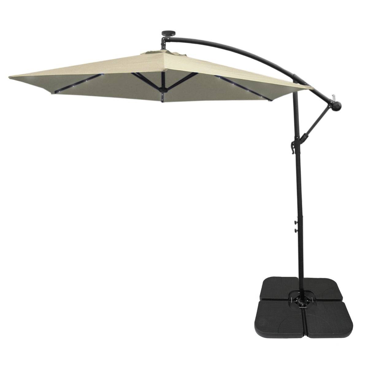 Monstershop - Parasol Crème 3m avec LED's Intégrés avec Base Carrée - Image 1