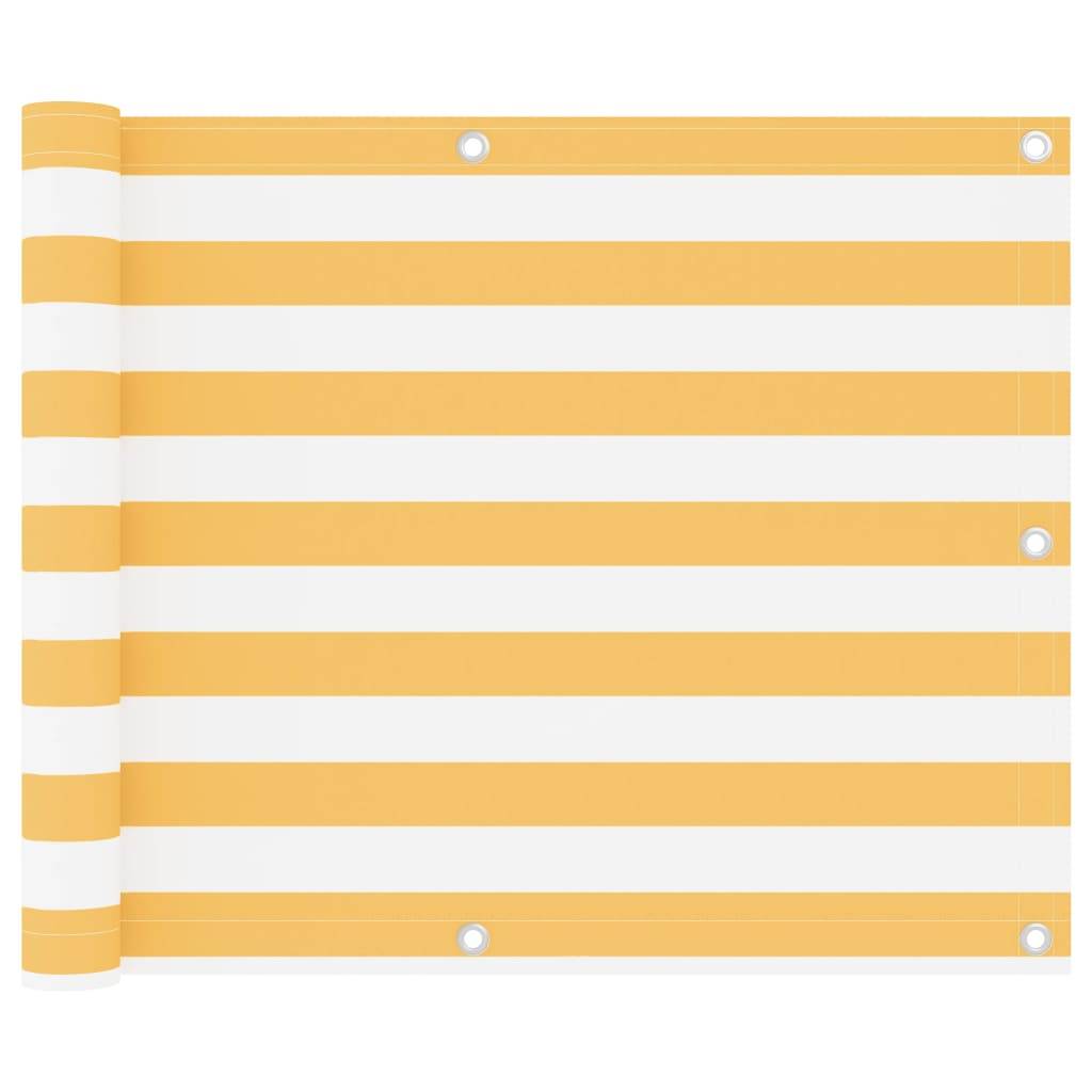 Helloshop26 - Écran de balcon brise pare vue protection confidentialité 75 x 500 cm tissu oxford blanc et jaune - Image 1