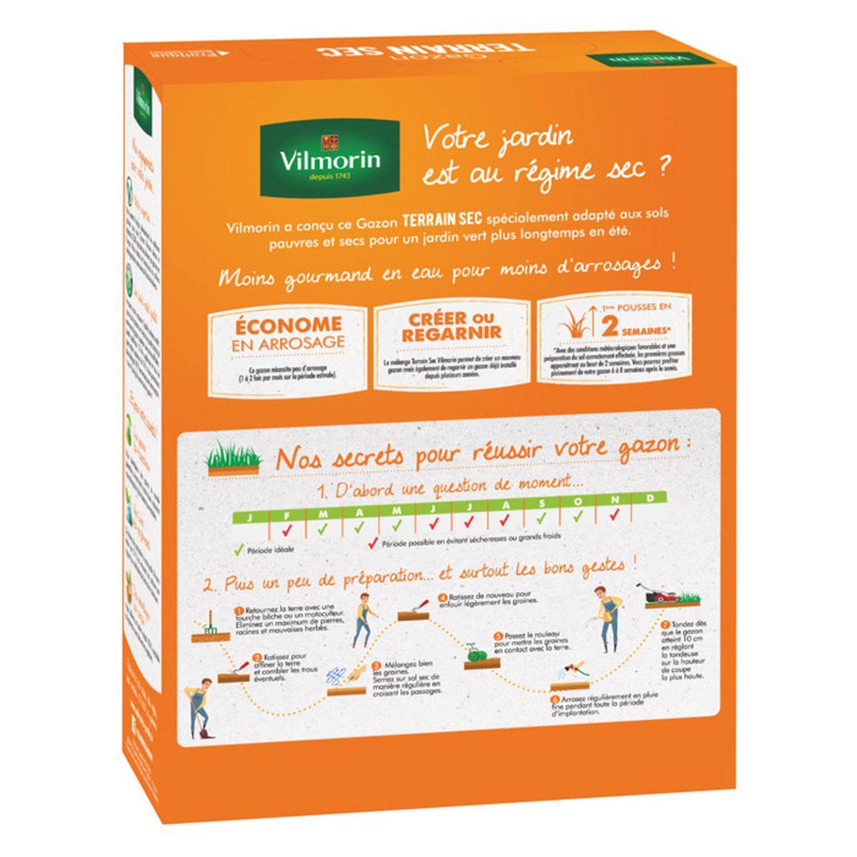 Vilmorin - Mélange de graines gazon sec “Créer ou regarnir” 3 kg, jusqu’à 120 m² ou 180 m² - Vilmorin - Image 2