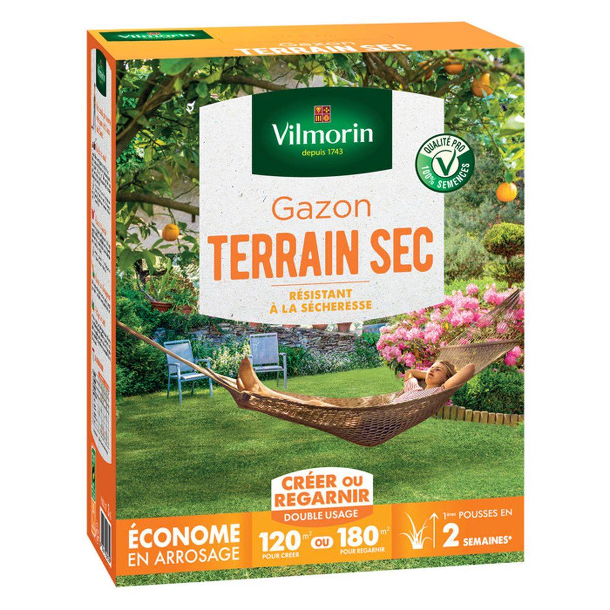 Vilmorin - Mélange de graines gazon sec “Créer ou regarnir” 3 kg, jusqu’à 120 m² ou 180 m² - Vilmorin - Image 1