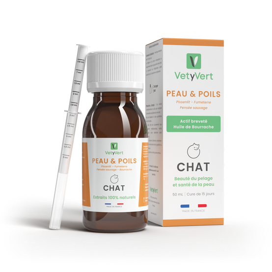 Complément alimentaire vétérinaire - Peau & Poils chat 50 mL - VetyVert - Image 1
