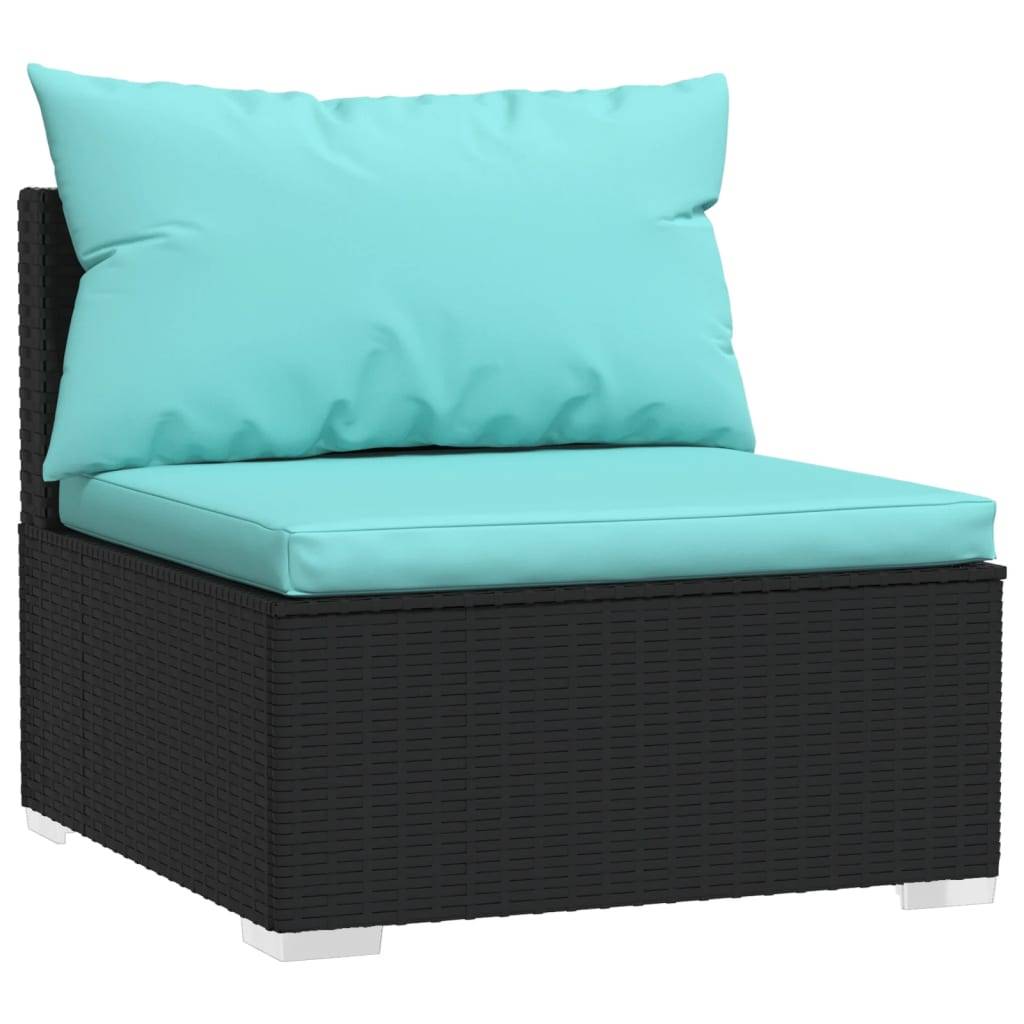 Helloshop26 - Salon de jardin meuble d'extérieur ensemble de mobilier 4 pièces avec coussins résine tressée noir - Image 4
