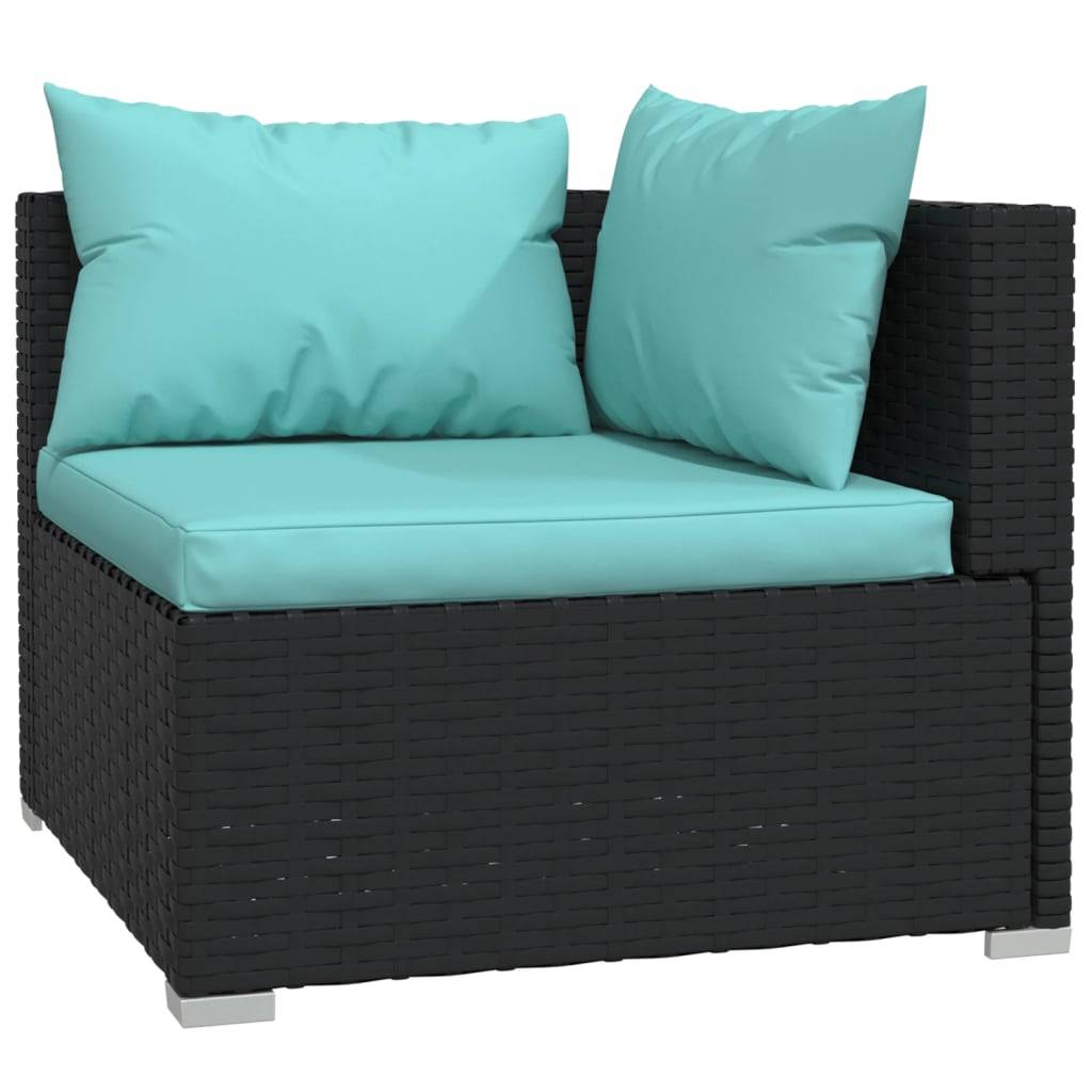 Helloshop26 - Salon de jardin meuble d'extérieur ensemble de mobilier 4 pièces avec coussins résine tressée noir - Image 2