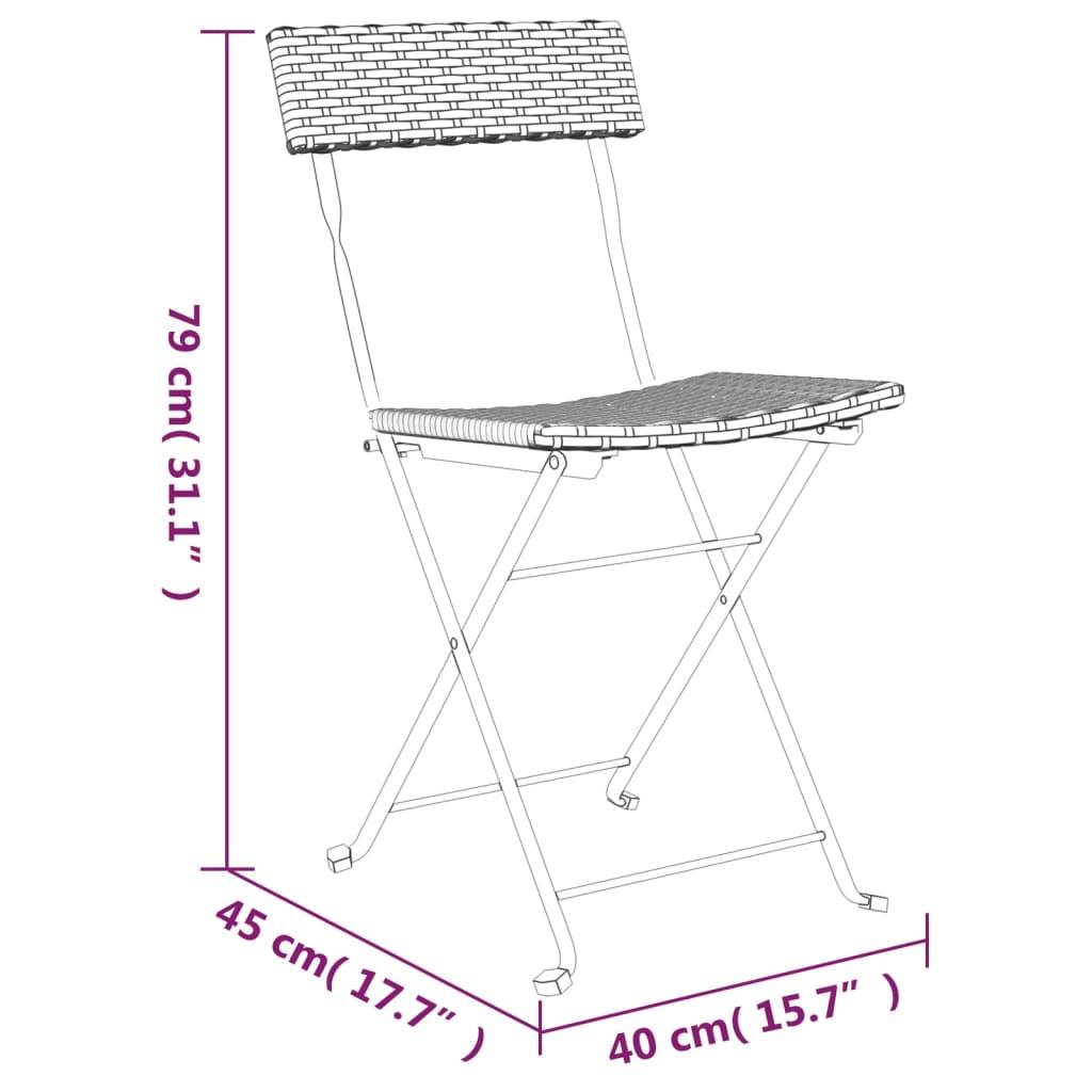 Vidaxl - Ensemble de bistro pliable 3 pcs Noir Résine tressée vidaXL 319989 - Image 3