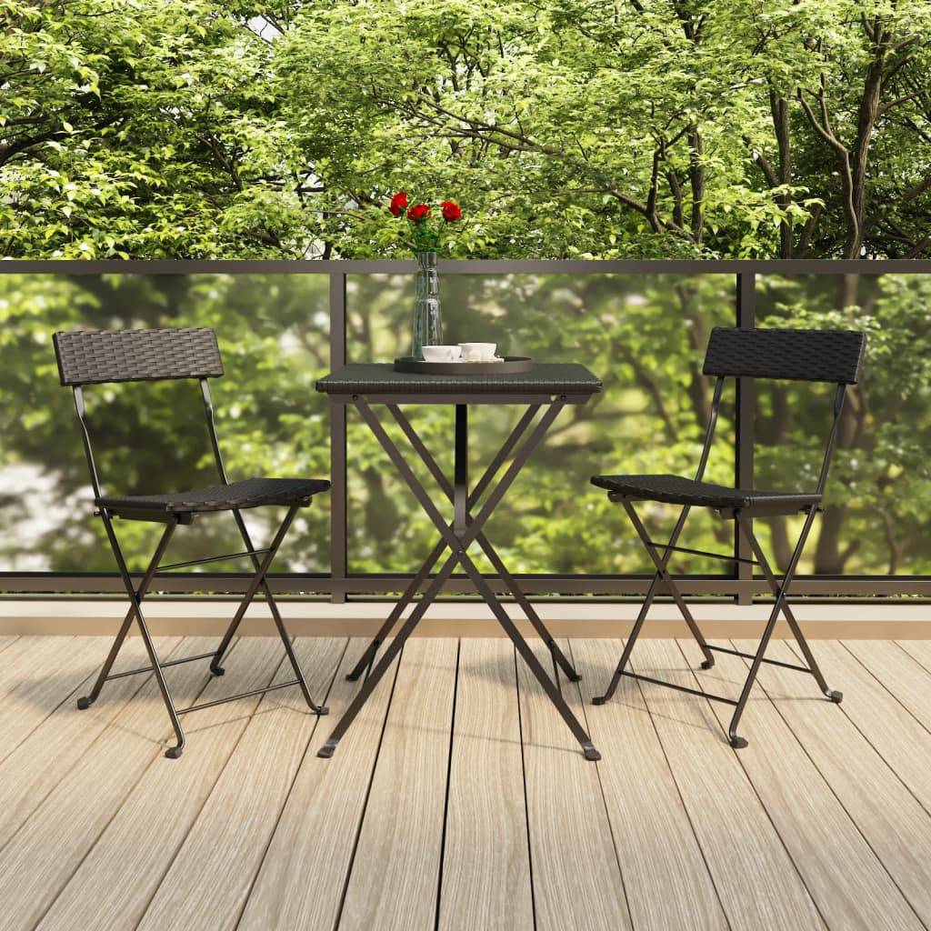 Vidaxl - Ensemble de bistro pliable 3 pcs Noir Résine tressée vidaXL 319989 - Image 1