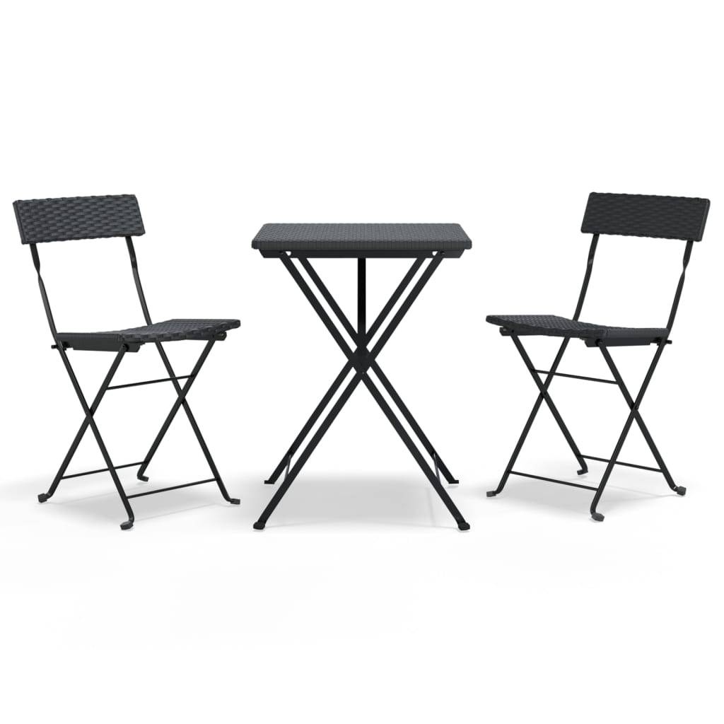 Vidaxl - Ensemble de bistro pliable 3 pcs Noir Résine tressée vidaXL 319989 - Image 2