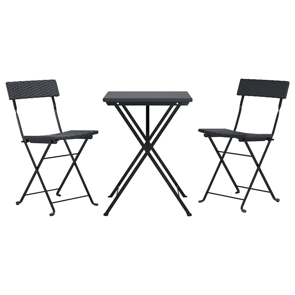Vidaxl - Ensemble de bistro pliable 3 pcs Noir Résine tressée vidaXL 319989 - Image 4
