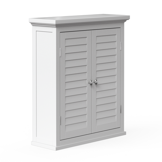 Teamson Home - Armoire murale de salle de bain effet bois blanc, porte persienne Teamson Home - Image 5