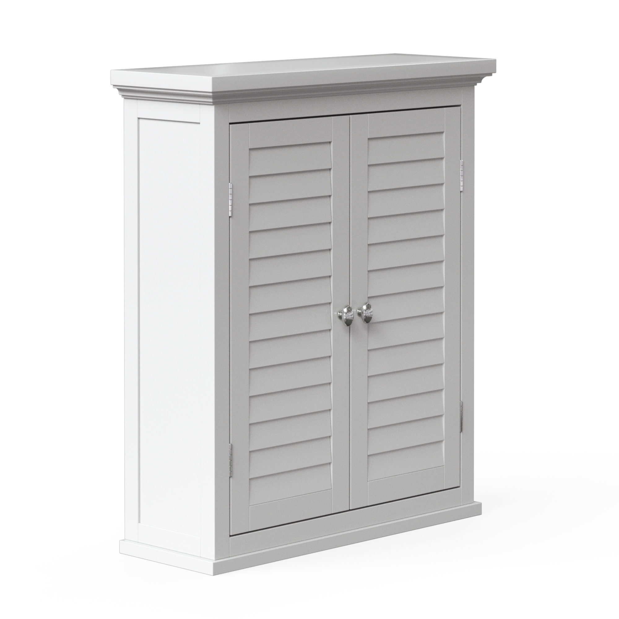 Teamson Home - Armoire murale de salle de bain effet bois blanc, porte persienne Teamson Home - Image 5