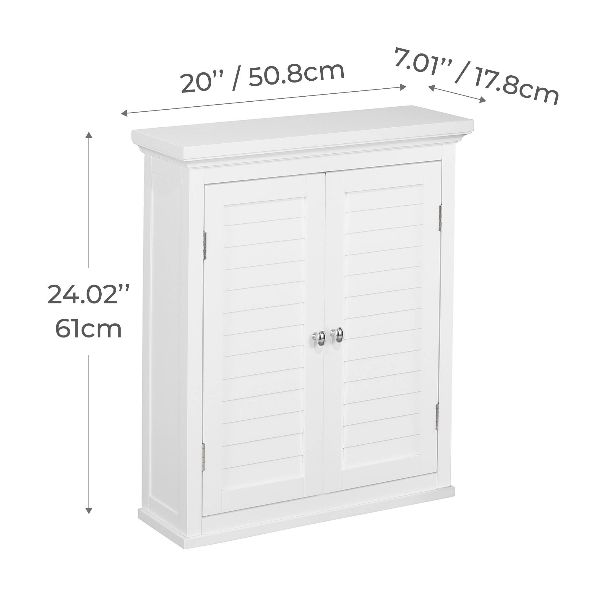Teamson Home - Armoire murale de salle de bain effet bois blanc, porte persienne Teamson Home - Image 4