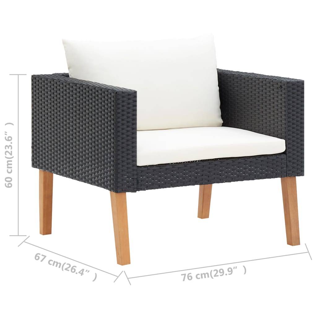 Vidaxl - Salon de jardin 3 pcs avec coussins Résine tressée Noir vidaXL 310218 - Image 3