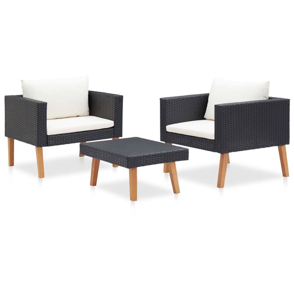 Vidaxl - Salon de jardin 3 pcs avec coussins Résine tressée Noir vidaXL 310218 - Image 8
