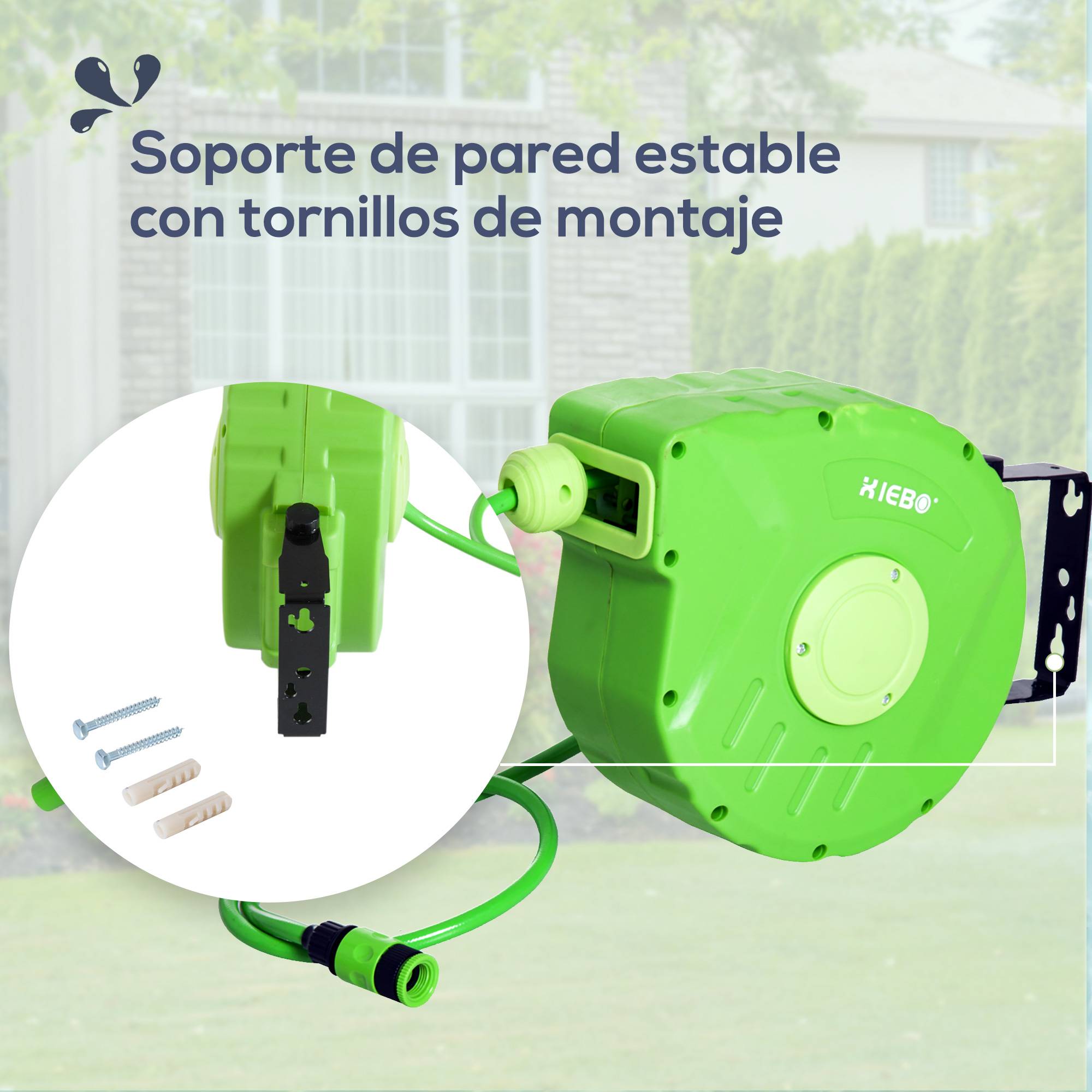 ComfortXL - Dévidoir mural automatique en PP tuyau 10 m pour jardin arrosage orientable 180° - ComfortXL Outdoor Living - Image 8