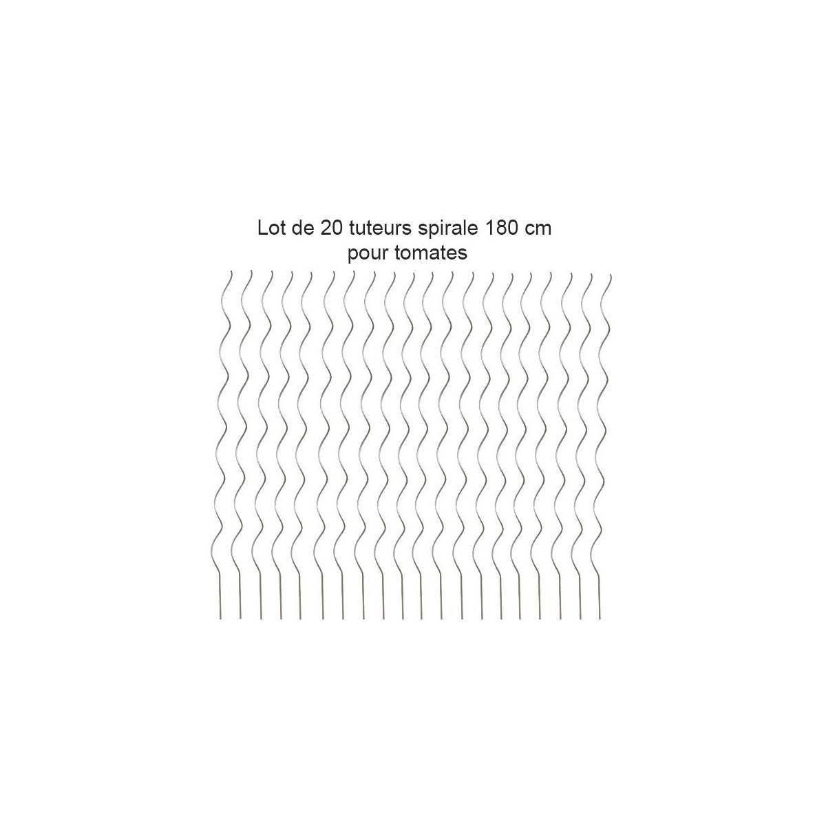Lot de 20 Tuteurs spirale 180cm pour plants de tomates en acier galvanisé